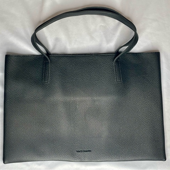 Vince Camuto Womens Black Gray Vegan Pebbled Soft Leather Tote Bag New in Duster - Picture 3 of 5